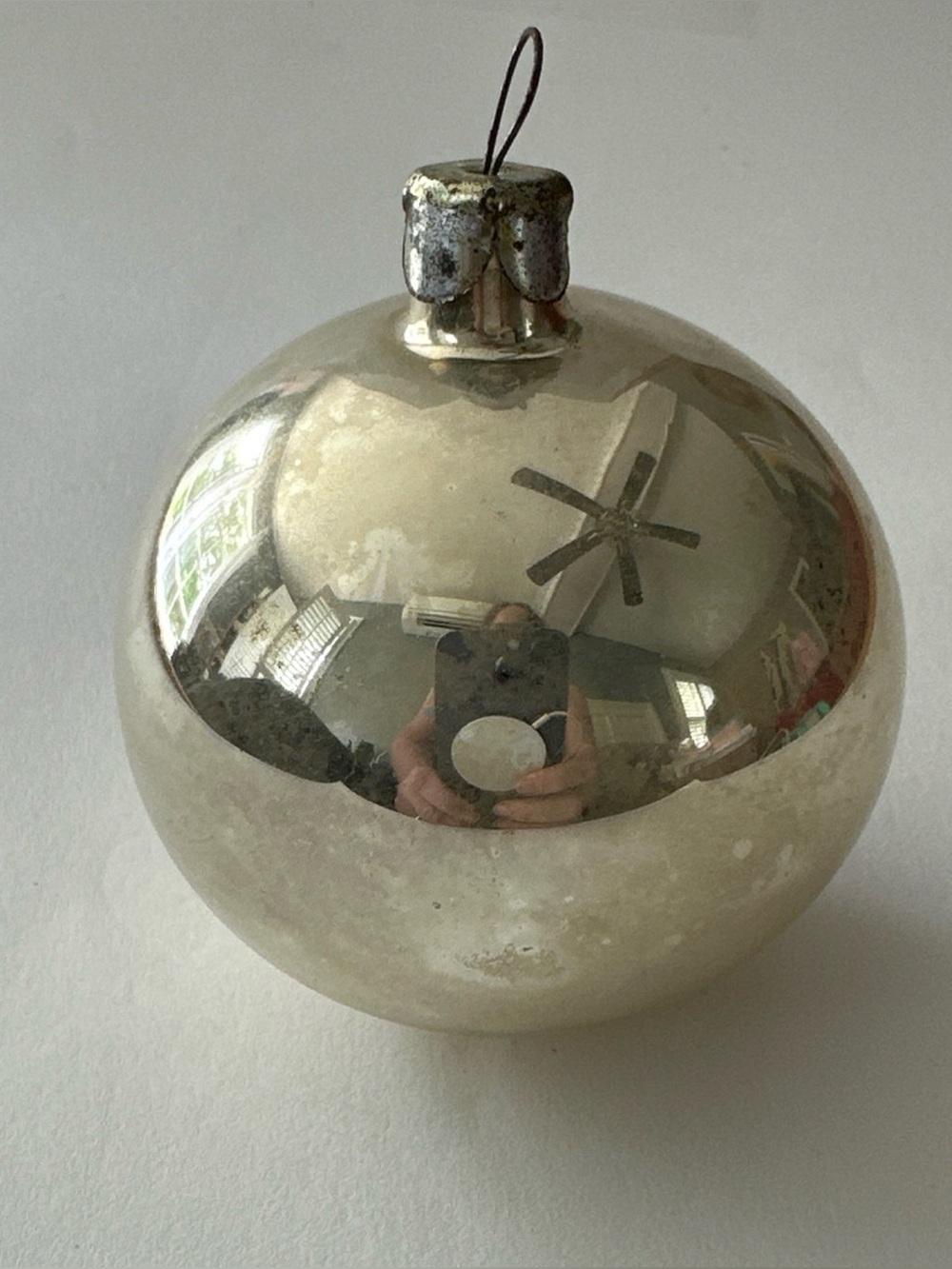 VINTAGE SILVER MERCURY GLASS ORNAMENT